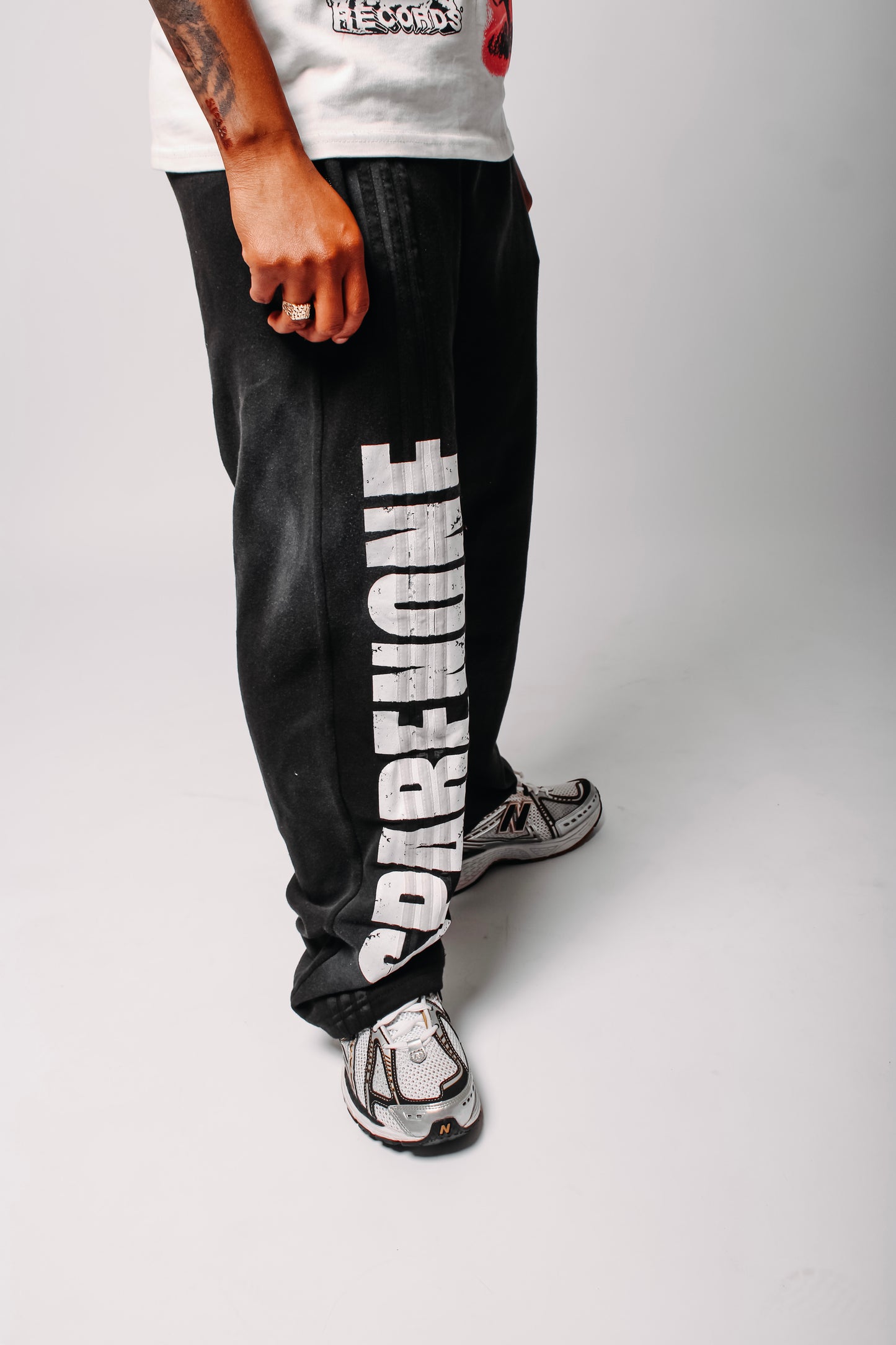 SpareNone “Oreo” Striped Baggy Sweatpants