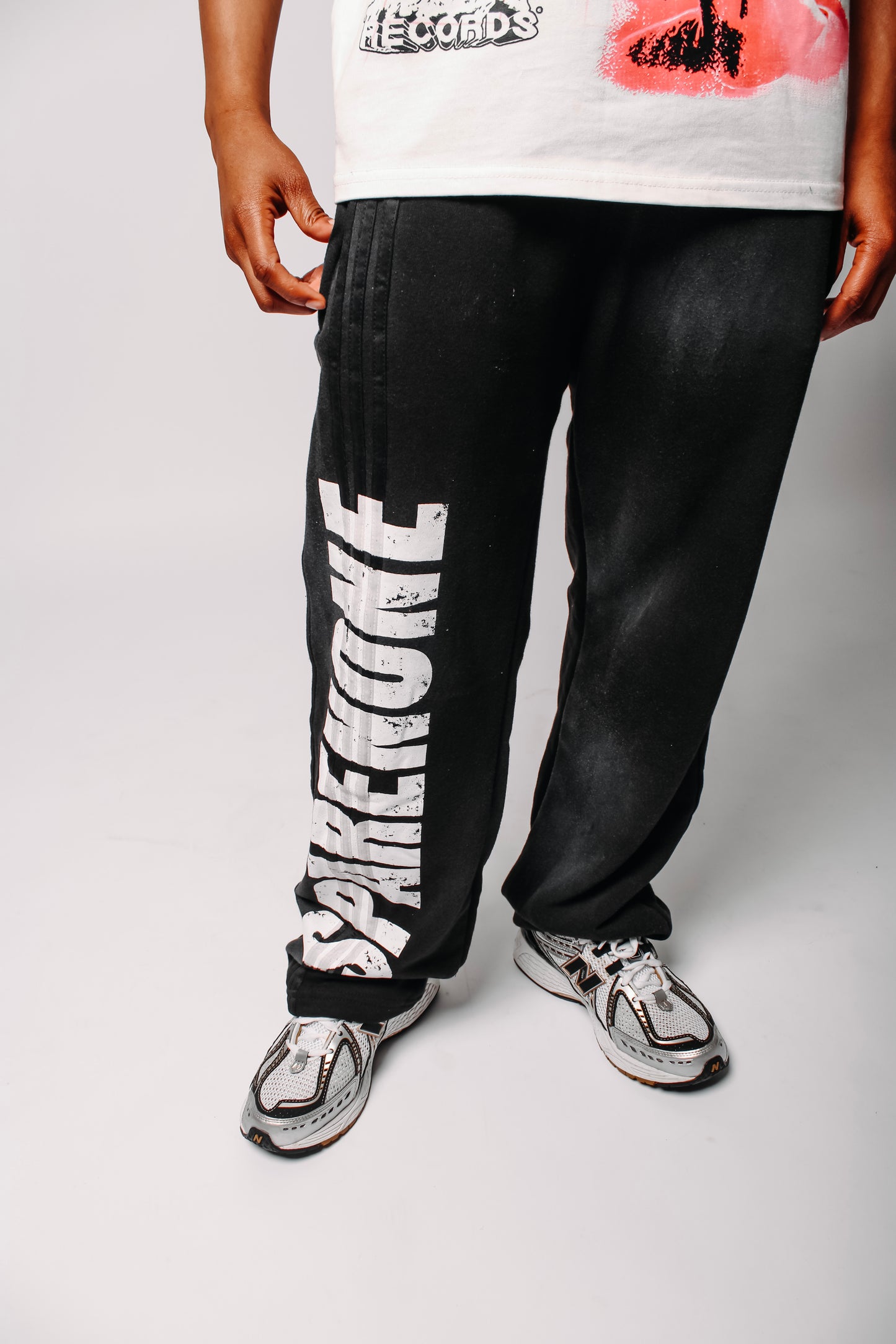 SpareNone “Oreo” Striped Baggy Sweatpants