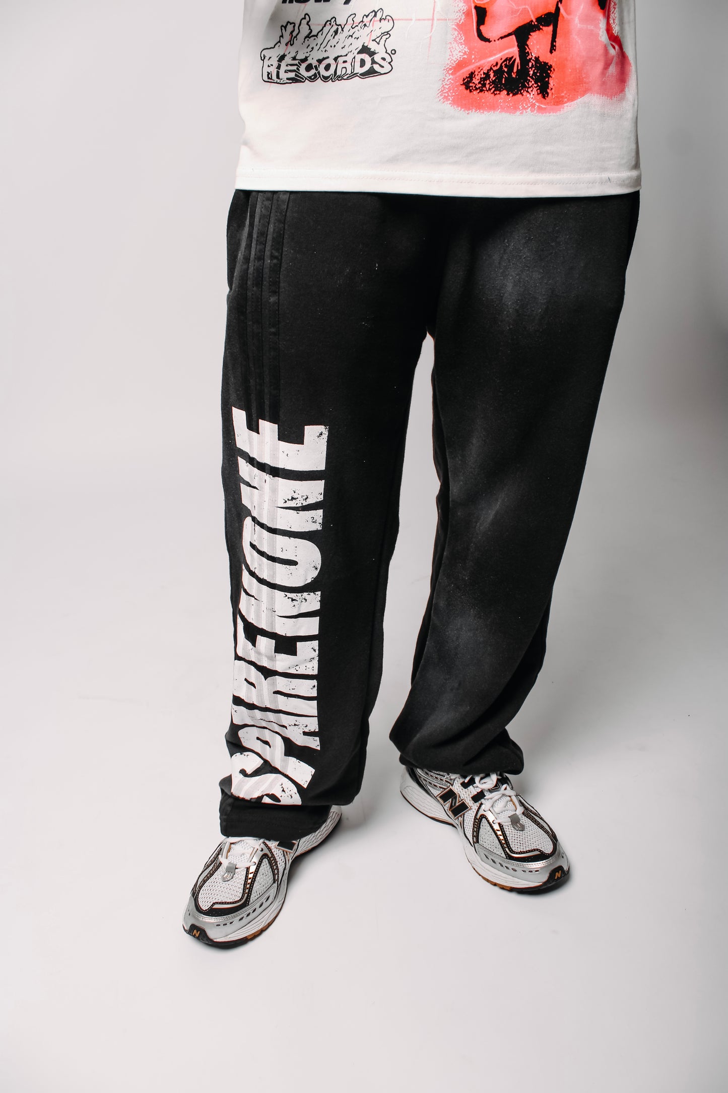 SpareNone “Oreo” Striped Baggy Sweatpants