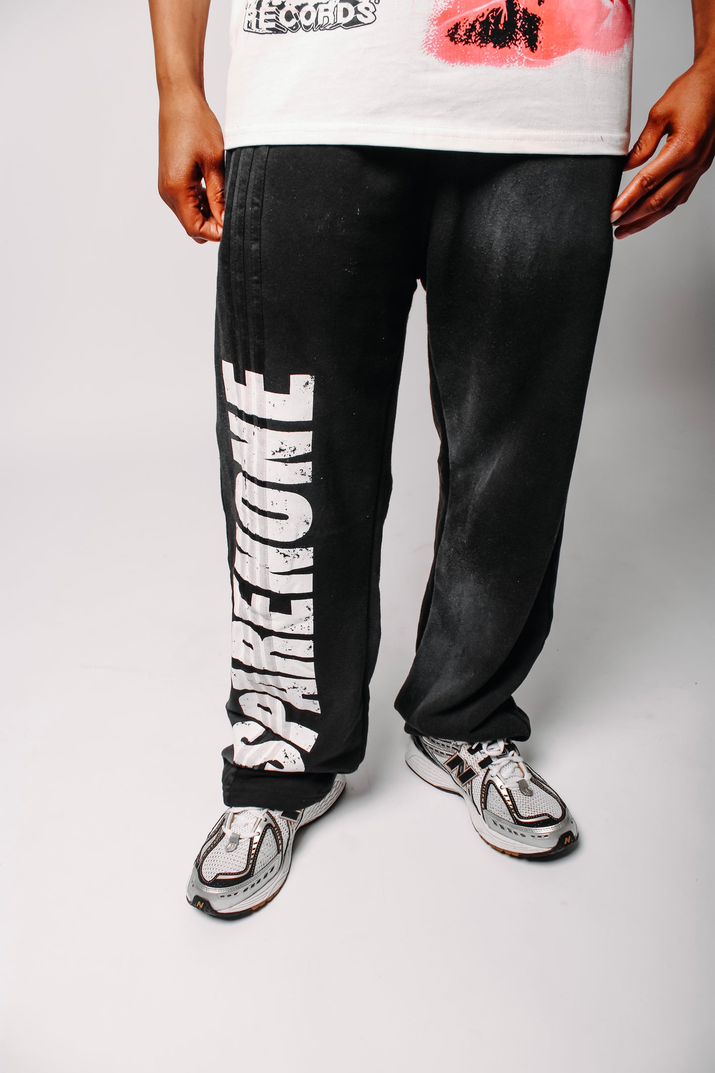 SpareNone “Oreo” Striped Baggy Sweatpants